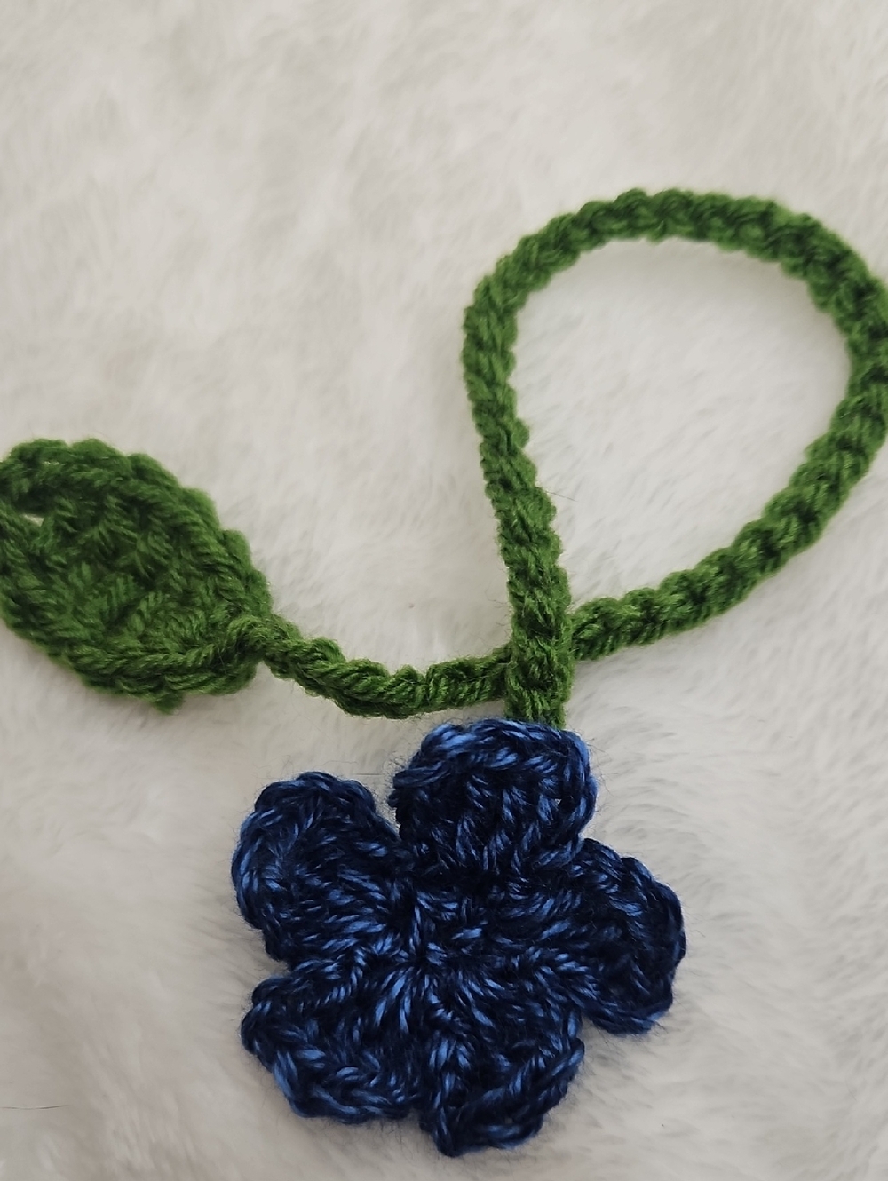 Crochet Blue Flower Bookmark